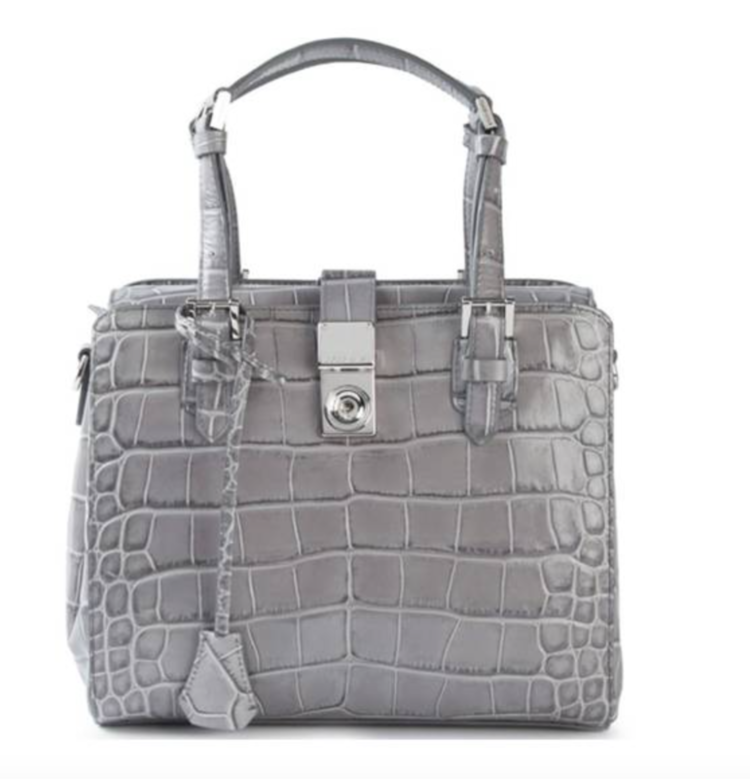 Giorgio Armani Croc Embossed Handbag in Grey