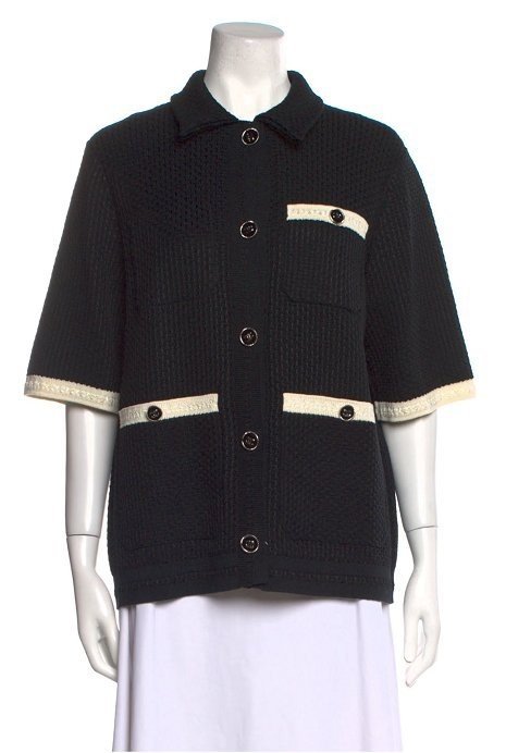 Chanel Oversized Knit Cardigan in Black/White