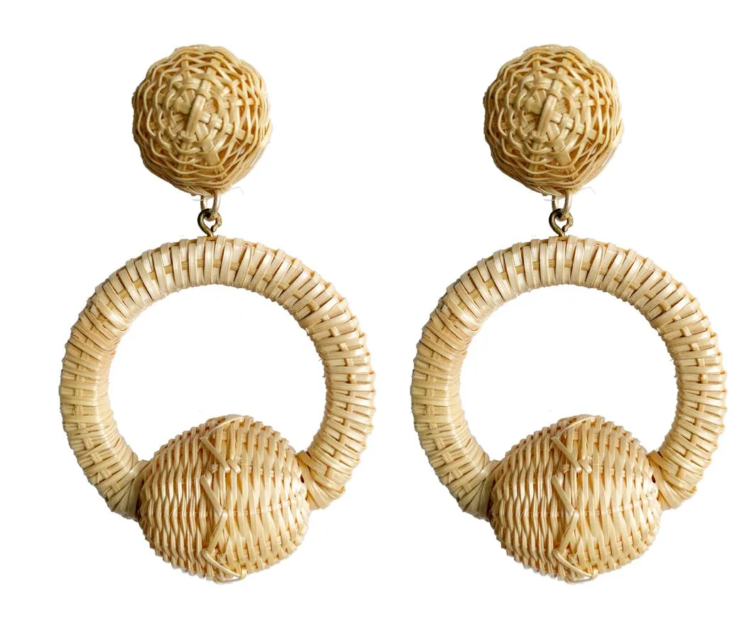 Rebecca de Ravenel La La Hoop Earrings in Rattan