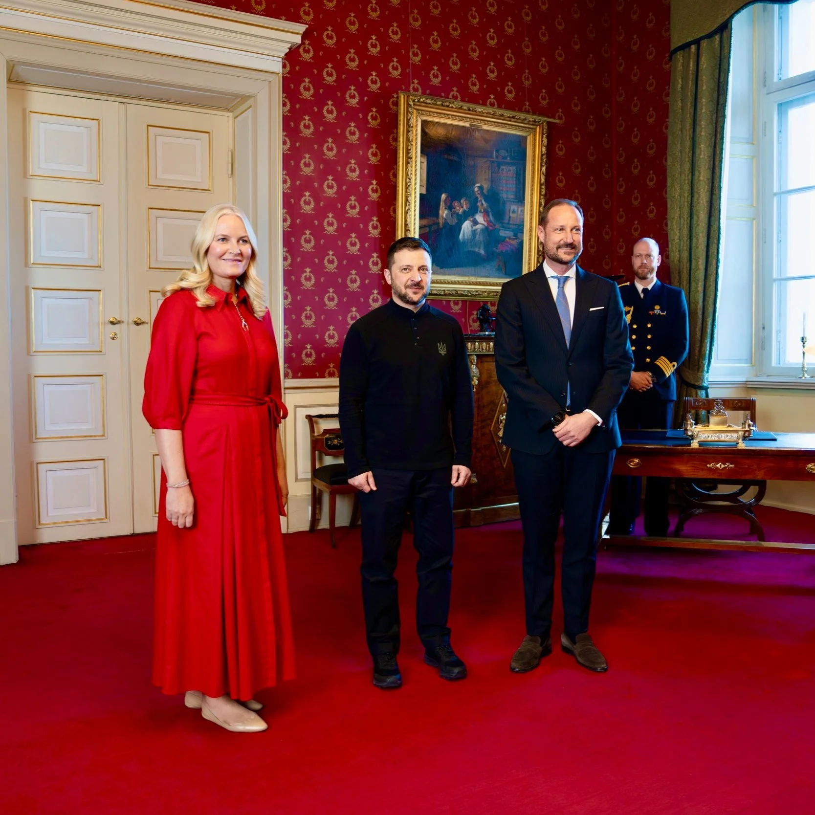 Crown Prince Haakon and Crown Princess Mette-Marit meet Ukrainian President Volodymyr Zelensky