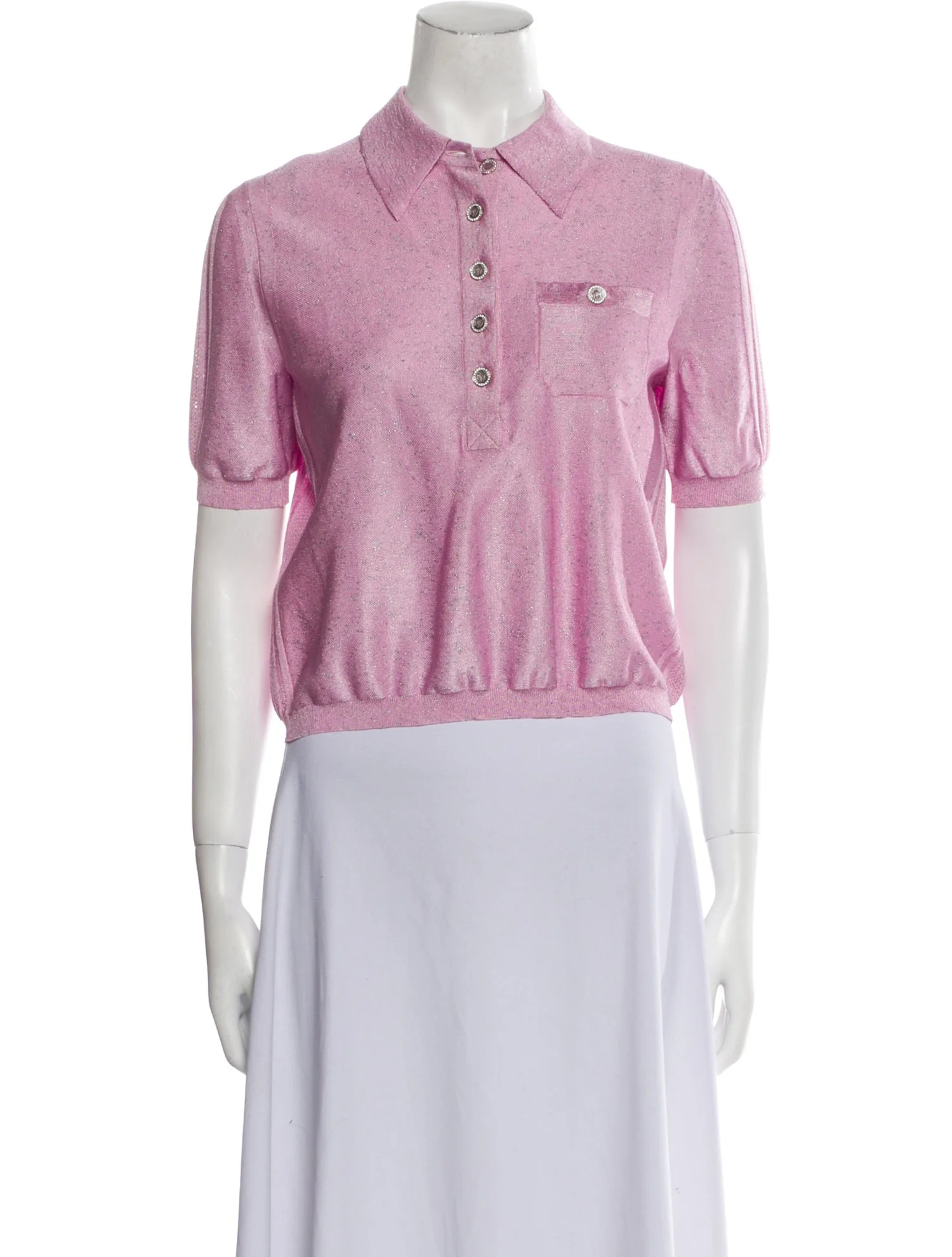 Chanel Polo Knit T-Shirt in Pink.png