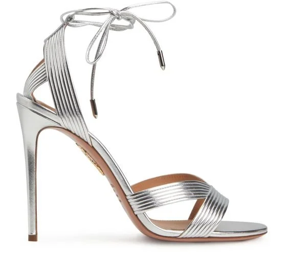 Aquazzura Ari 105 Leather Sandals in Metallic