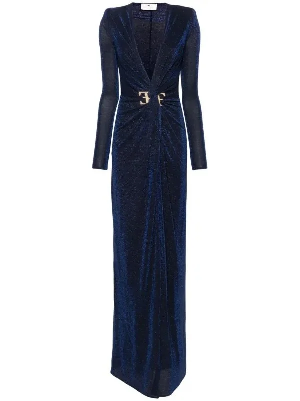 Elisabetta Franchi Logo-Plaque Gown in Blue