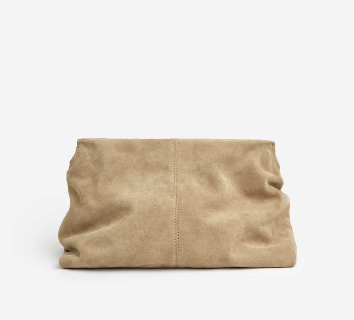 Flattered Clay Suede Clutch in Sand
