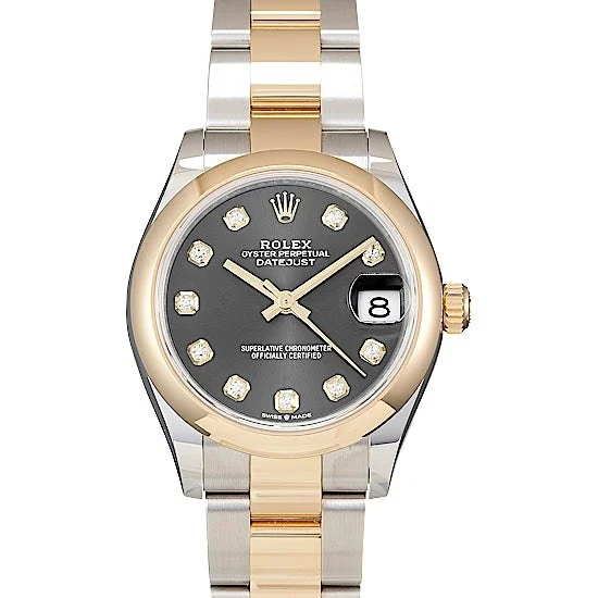 Rolex Datejust Watch in Silver &amp; Gold w Slate Dial