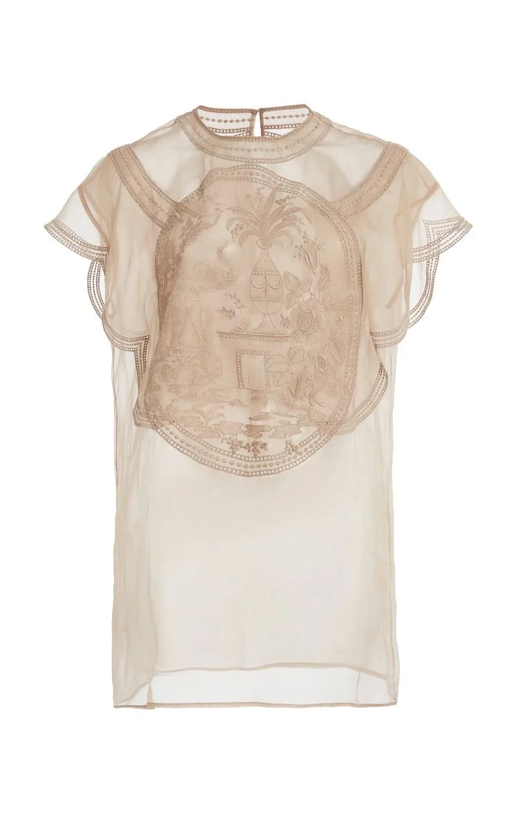 Elie Saab Embroidered Organza Top