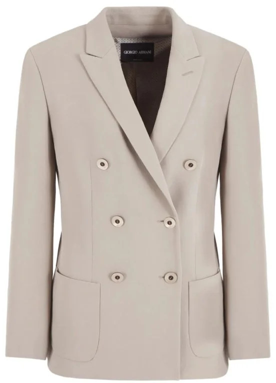 Giorgio Armani Double-Breasted Jacket in Beige Washed Silk