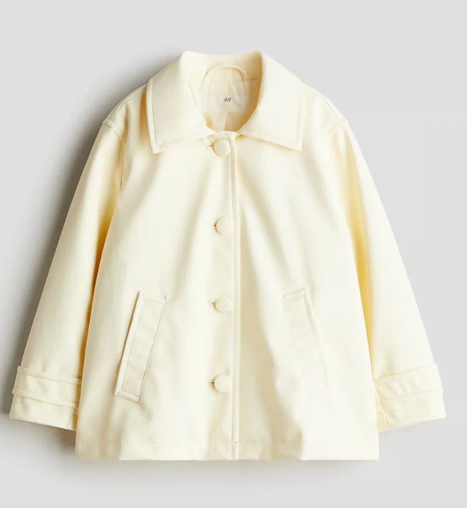 H&M Girls Coated Coat in Light Yellow