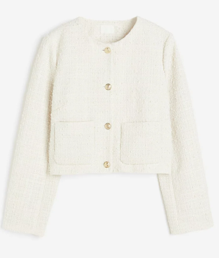 H&amp;M Bouclé Jacket in Cream