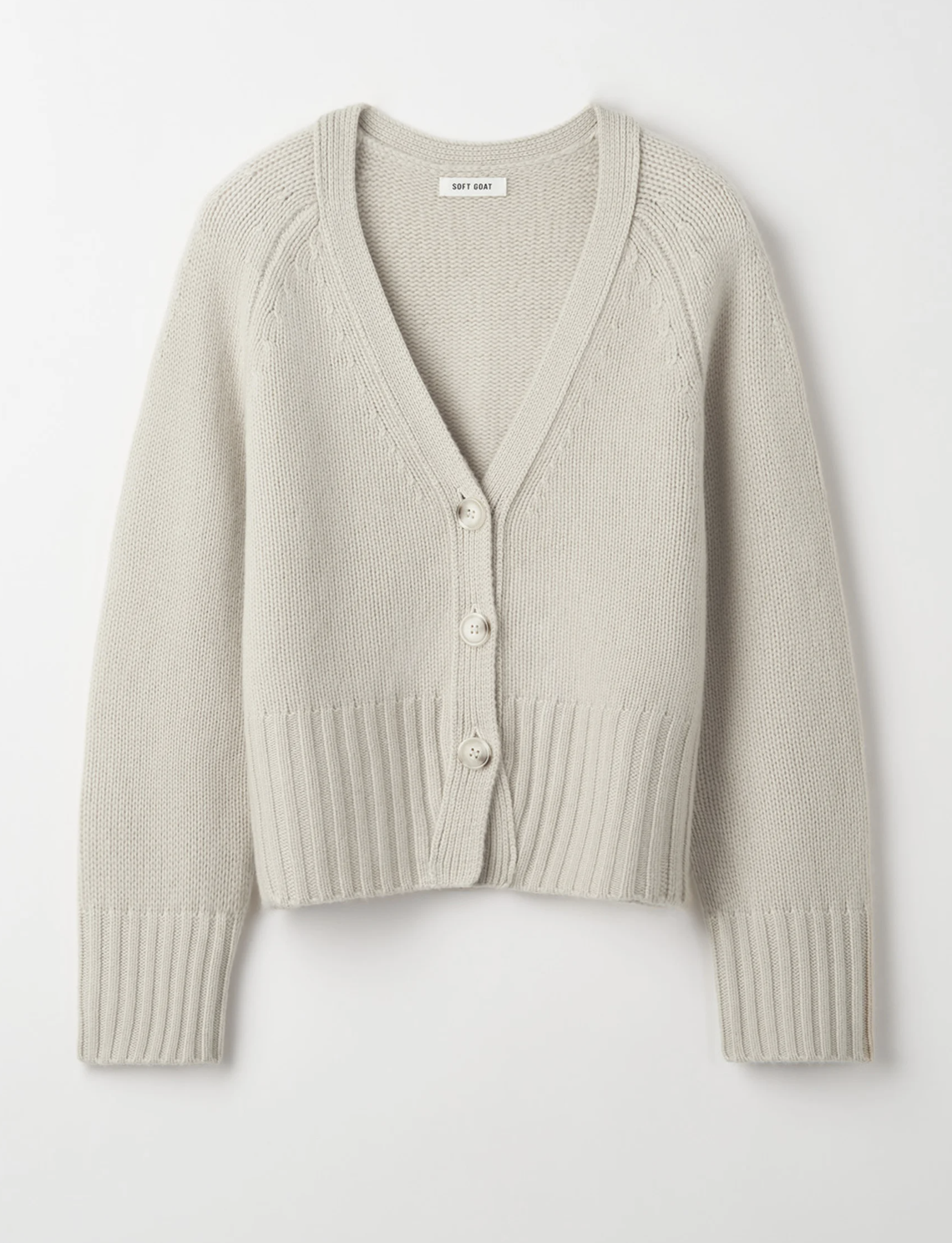 Soft Goat V-Neck Cardigan in Chalk