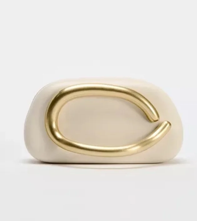 Zara Gold Clasped Box Bag in White