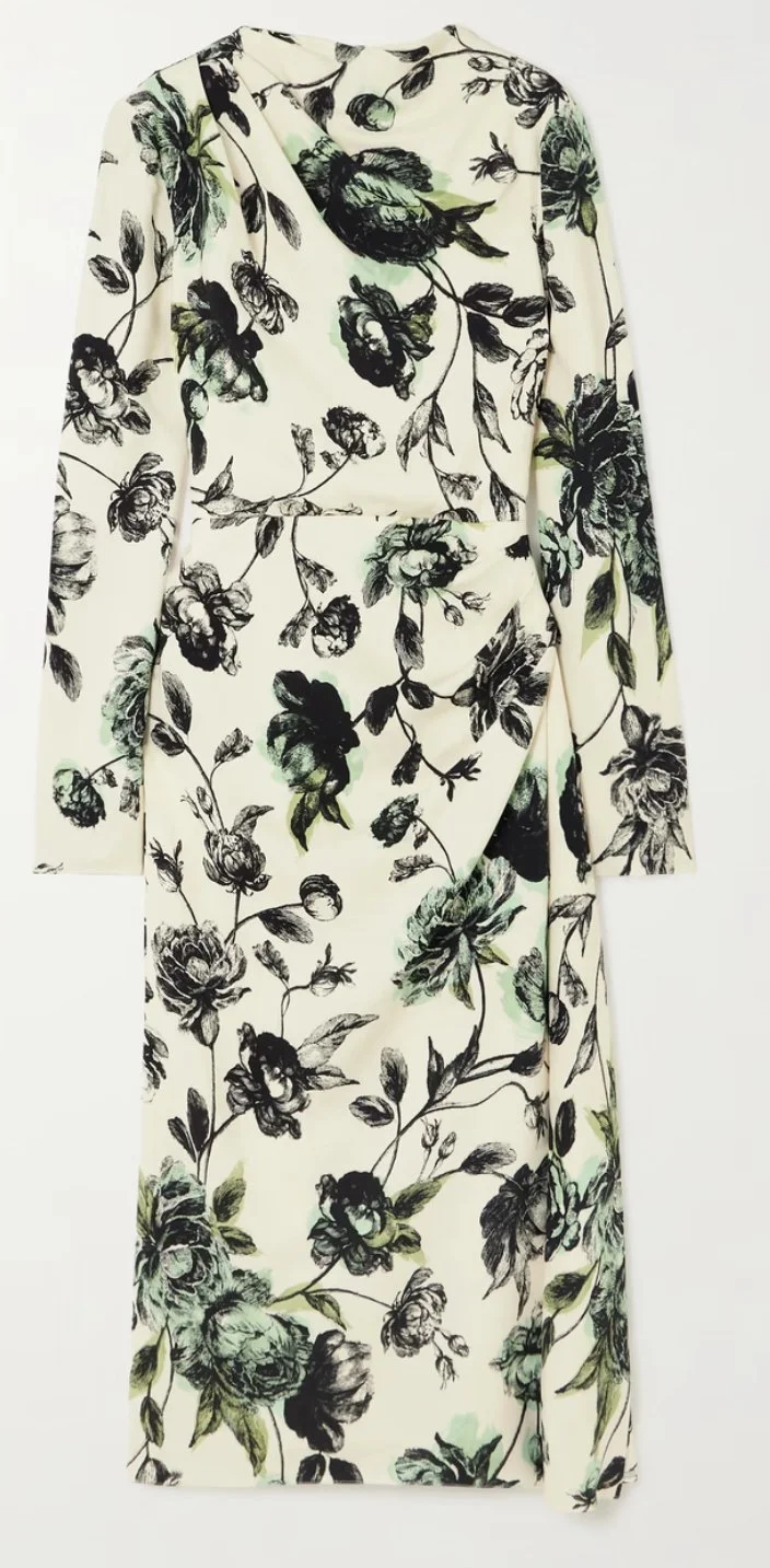 Erdem Violetta Draped Crepe Midi Dress