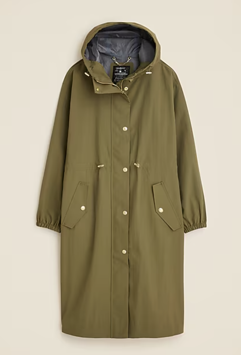 J.Crew Perfect Raincoat in Olive