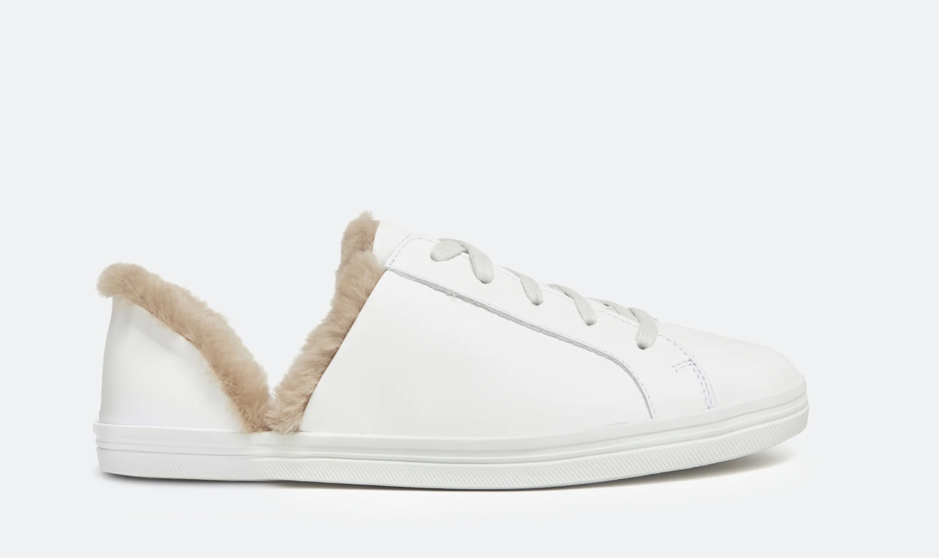 Freda Salvador Eda D'Orsay Sneakers in White Calf With Shearling