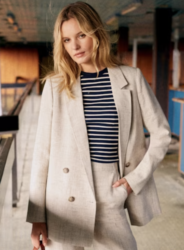 Sézane Chelsea Jacket in Mottled Beige