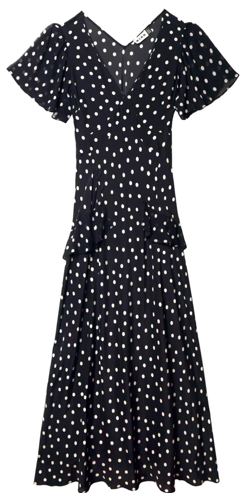 Rixo London Evie Silk Dress in Bohemia Spot Deep Navy
