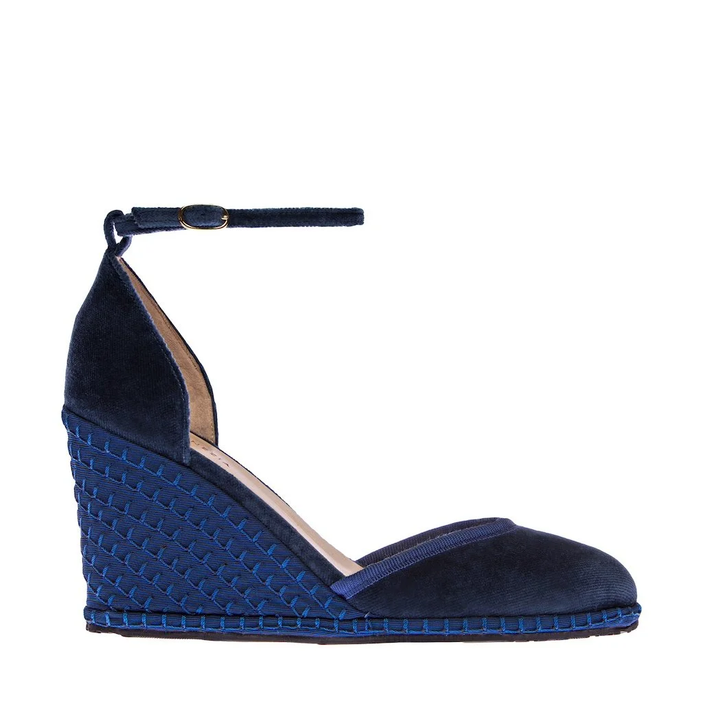 ViBi VENEZiA Delfina Wedges with Ankle Lace in Light Blue