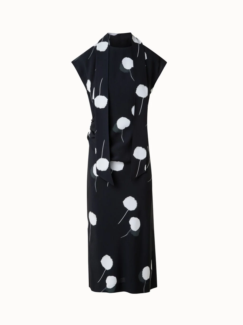 Akris Dandelion Print Midi Dress with Removable Bow