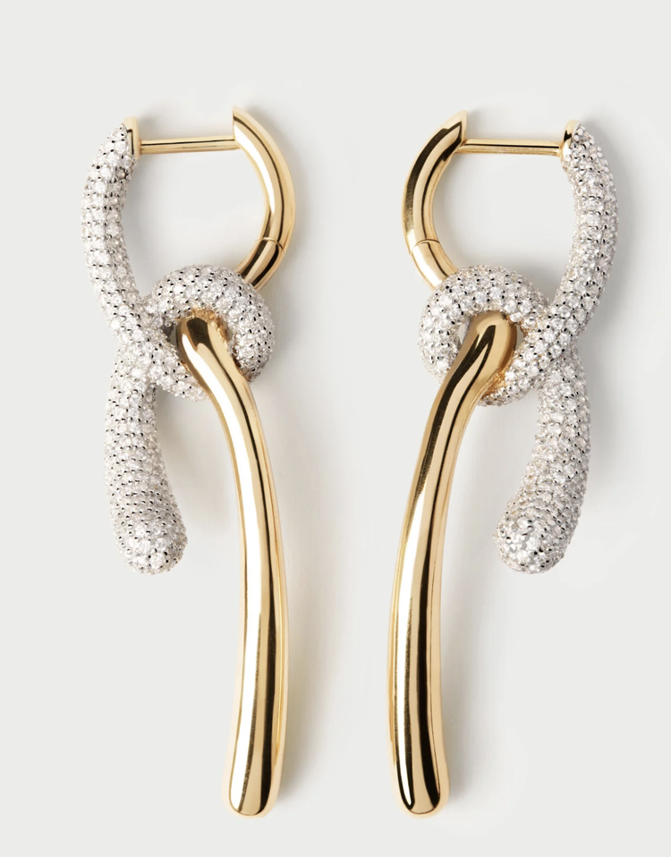 P D PAOLA ピーディーパオラ Kate Silver Hoop Earrings Silver hoop earrings with hanging rhombus set with oval