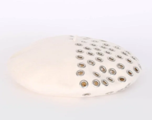 Christian Dior Grommet Wool Beret in Ivory 
