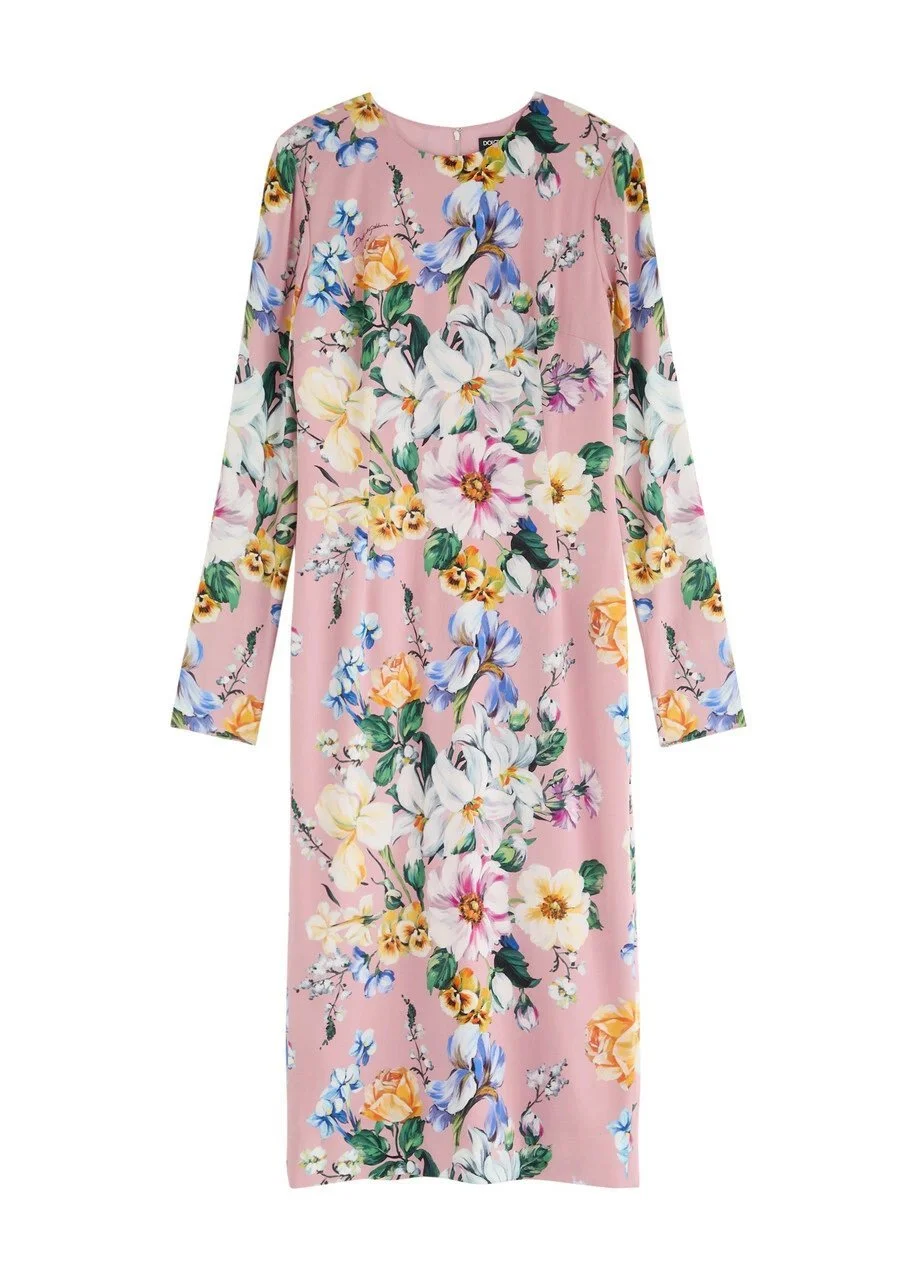 Dolce & Gabbana Floral-print Stretch-silk Midi Dress