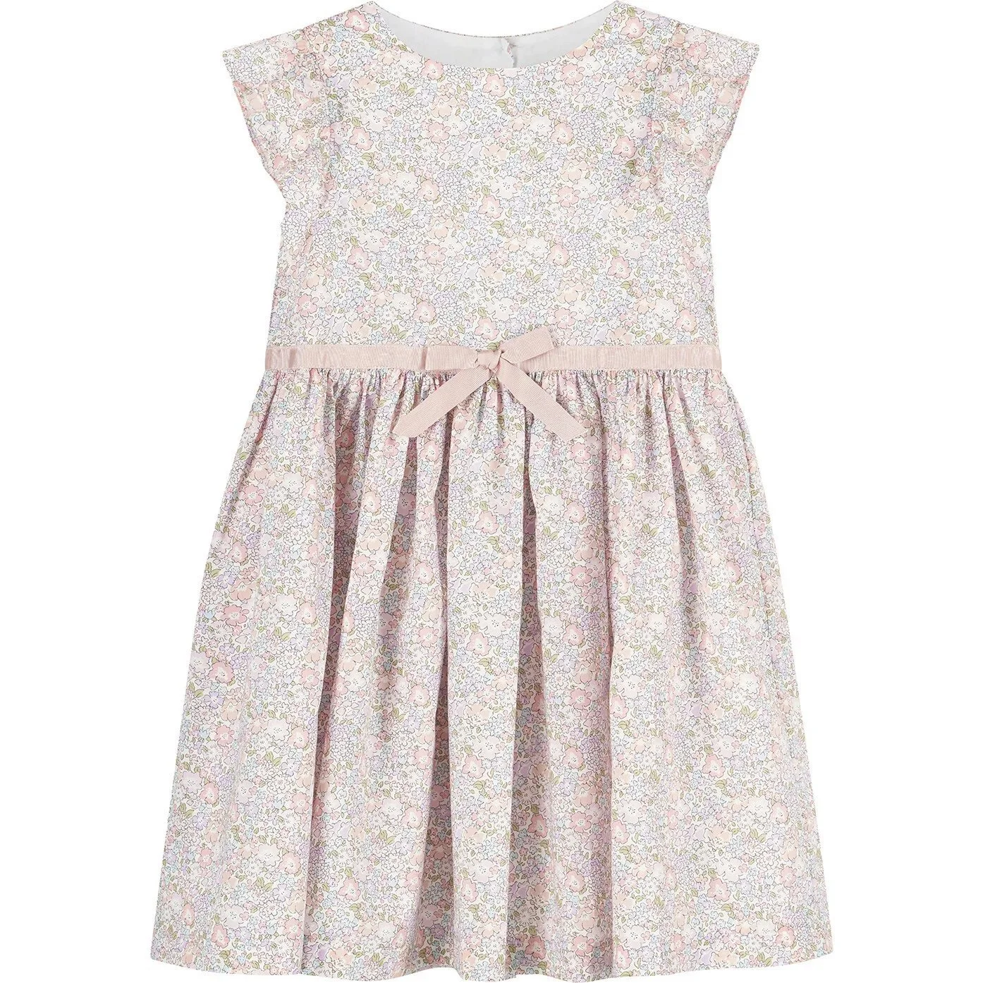 Trotters Michelle Frill Sleeve Dress in Pale Pink Liberty Print