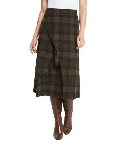 Ralph Lauren Maya Plaid Wrap Skirt 