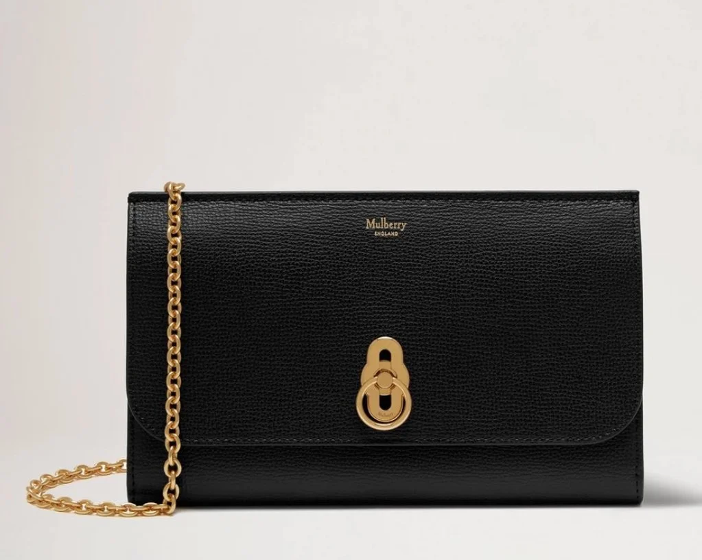 Mulberry Amberley Clutch in Black Small Classic Grain