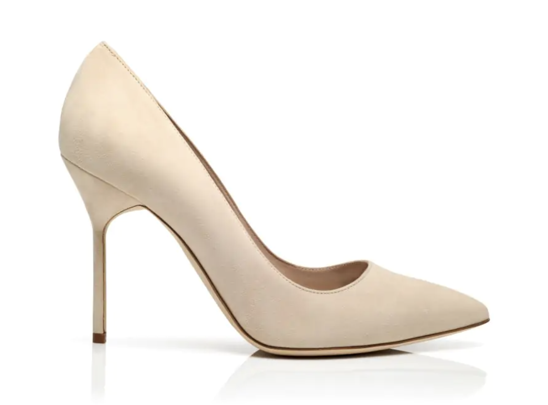 Manolo Blahnik BB Pointed Toe Pumps in Light Beige Suede
