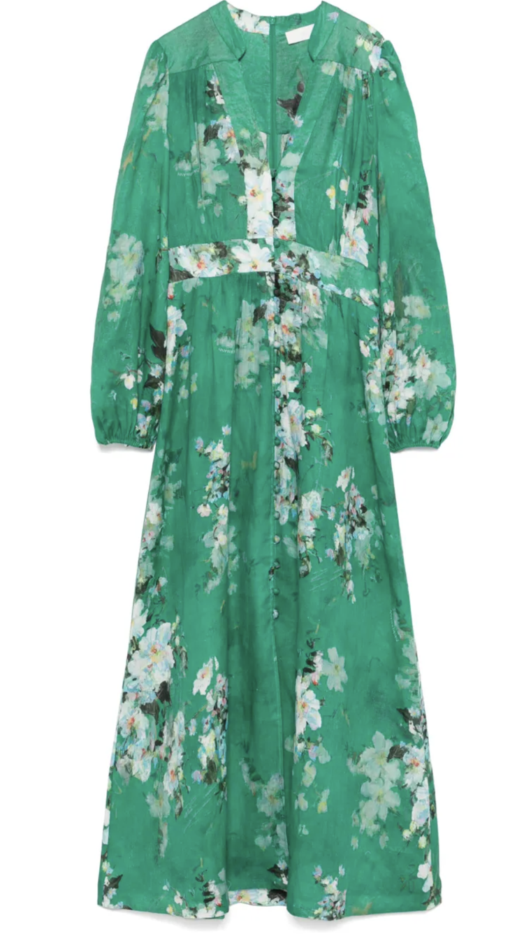 zimmermann ottie plunge midi dress Zimmermann Ottie Plunge Midi Dress in Green Paisley
