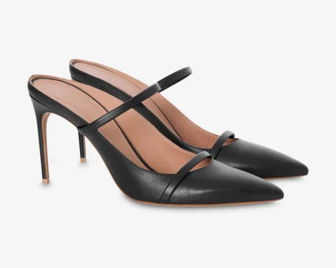 Malone Souliers Aurora 90 Heeled Mules in Black Leather
