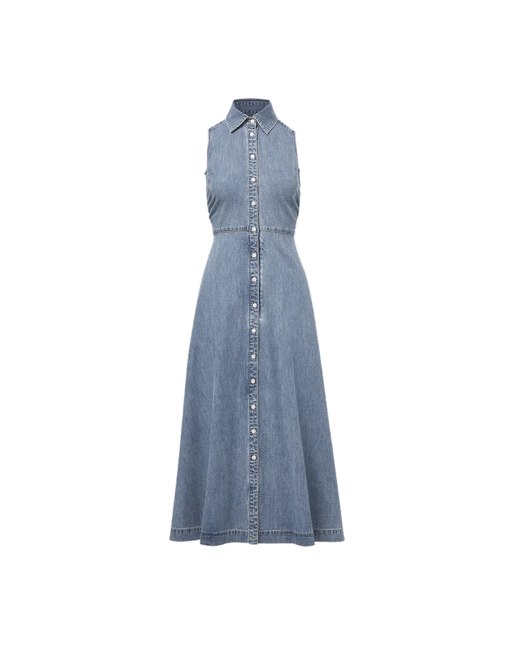 white christmas dresses Veronica Beard Raymond Denim Mini Dress | Midnight Wash