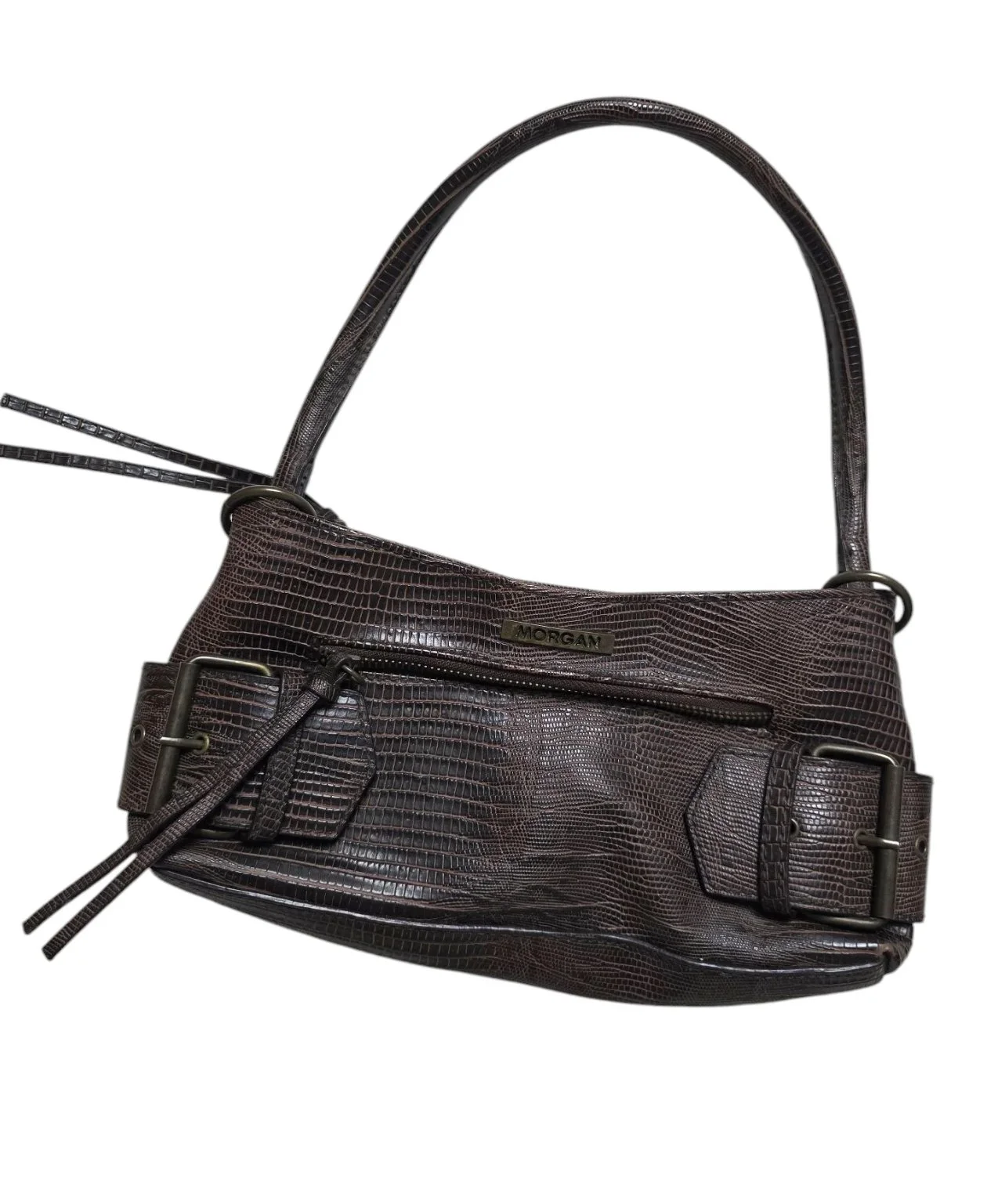 Morgan Croc Baguette Bag in Pink