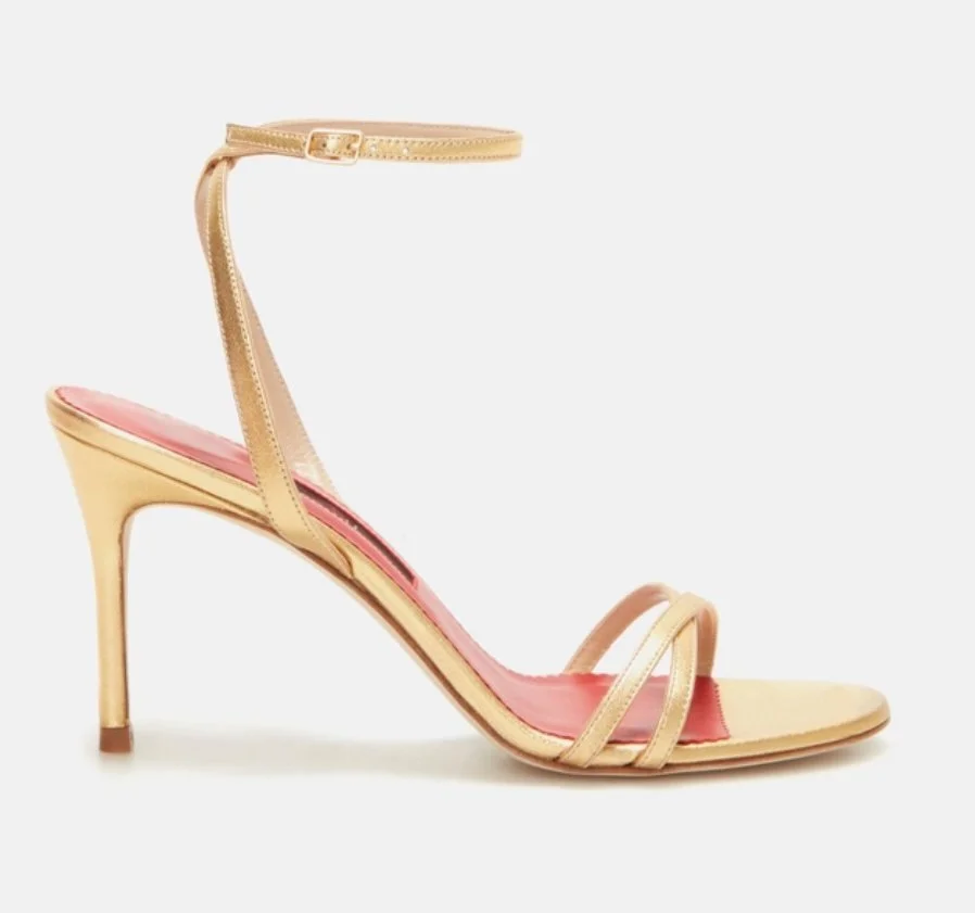 Carolina Herrera Crossover Straps Sandals in Gold Napa Leather