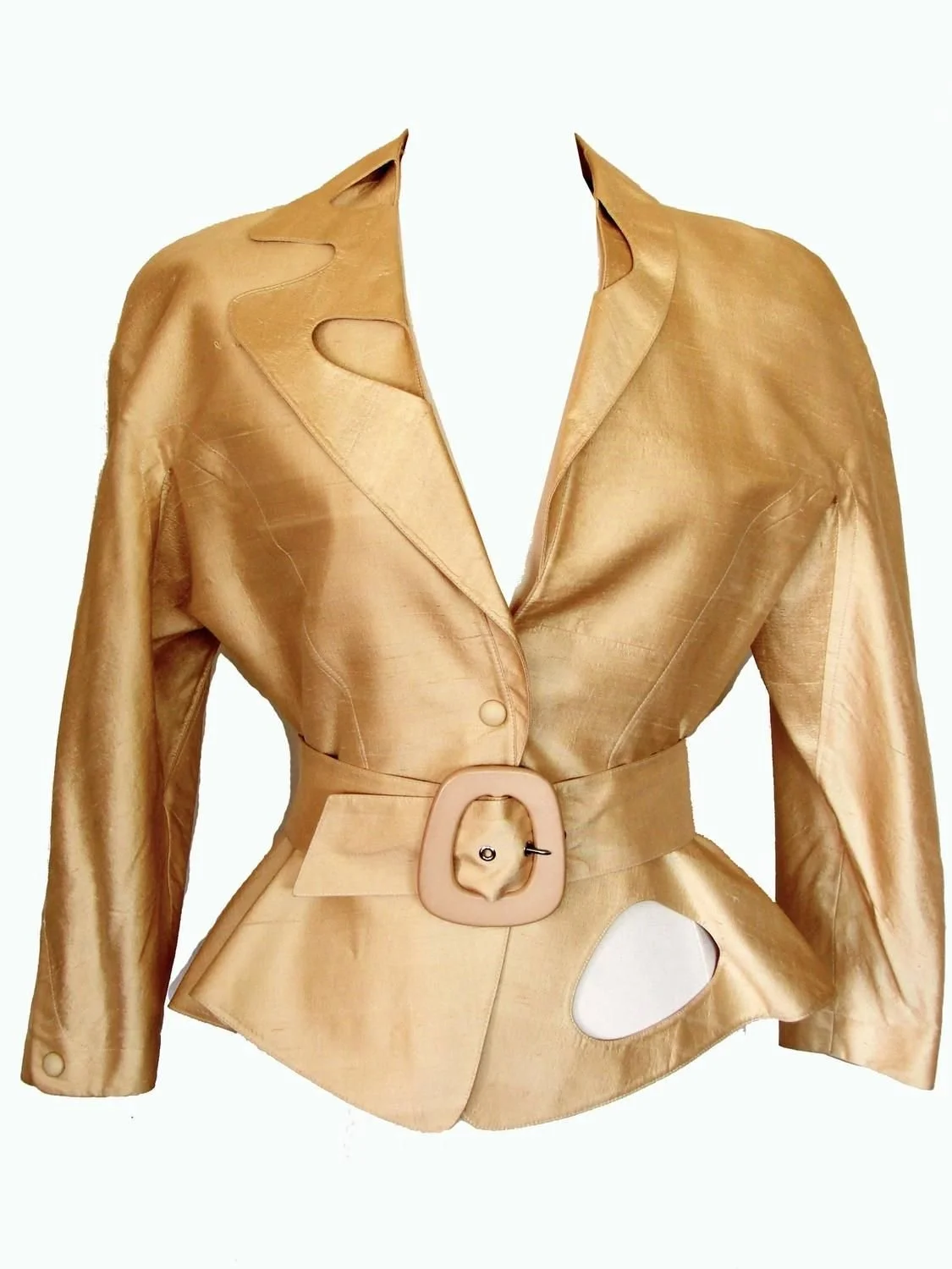 Thierry Mugler Sculptural Gold Doupioni Silk Jacket