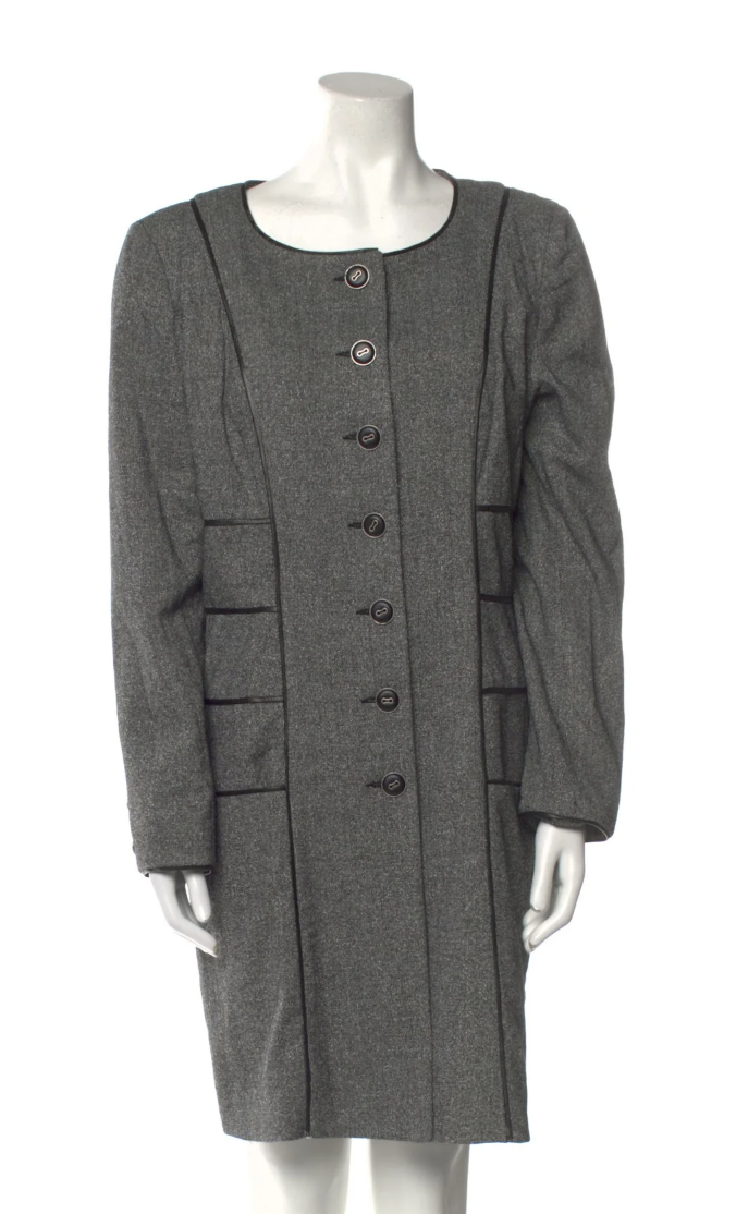 Jiki Monte Carlo Contrast Trim Coat in Blue Tweed