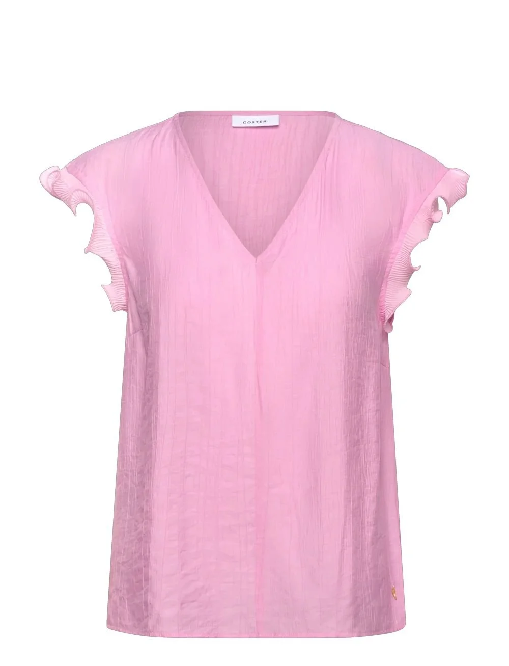 Coster Copenhagen V-Neck Top with Ruffle Shoulders