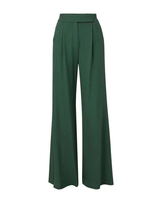 Veronica Beard Marbeau Wide-Leg Trousers in Forest