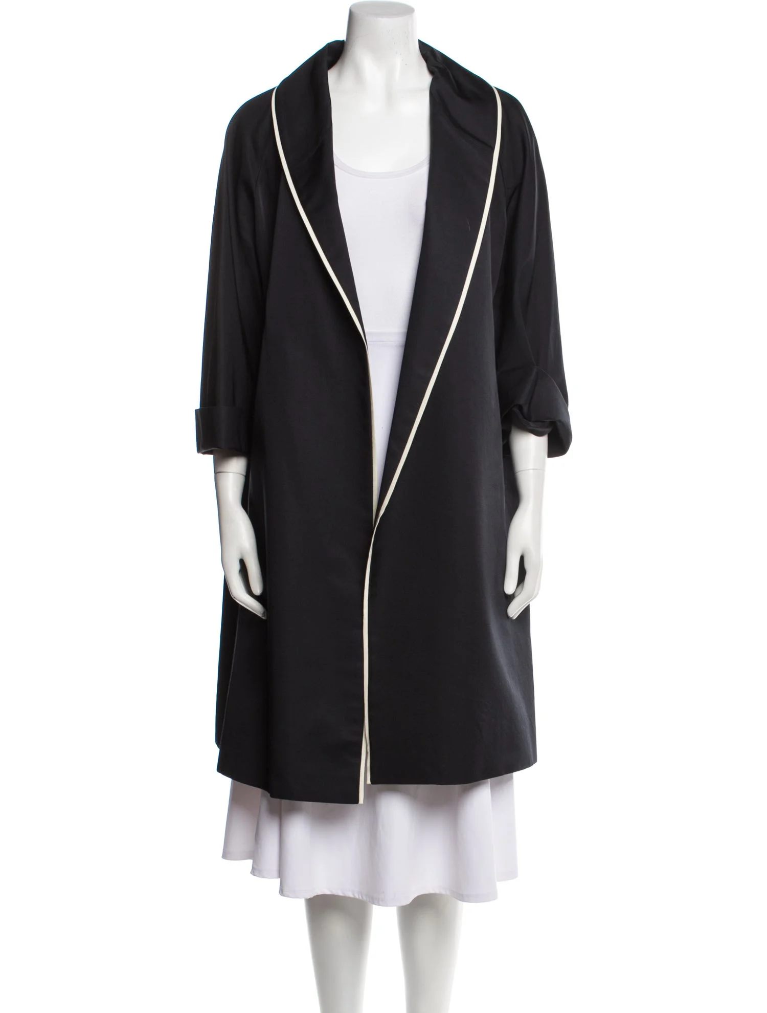 Prada Wool Silk Overcoat in BlackWhite.png