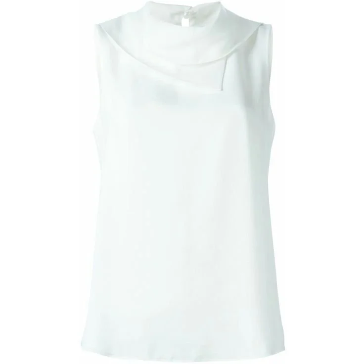 Emporio Armani Draped Collar Sleeveless Blouse