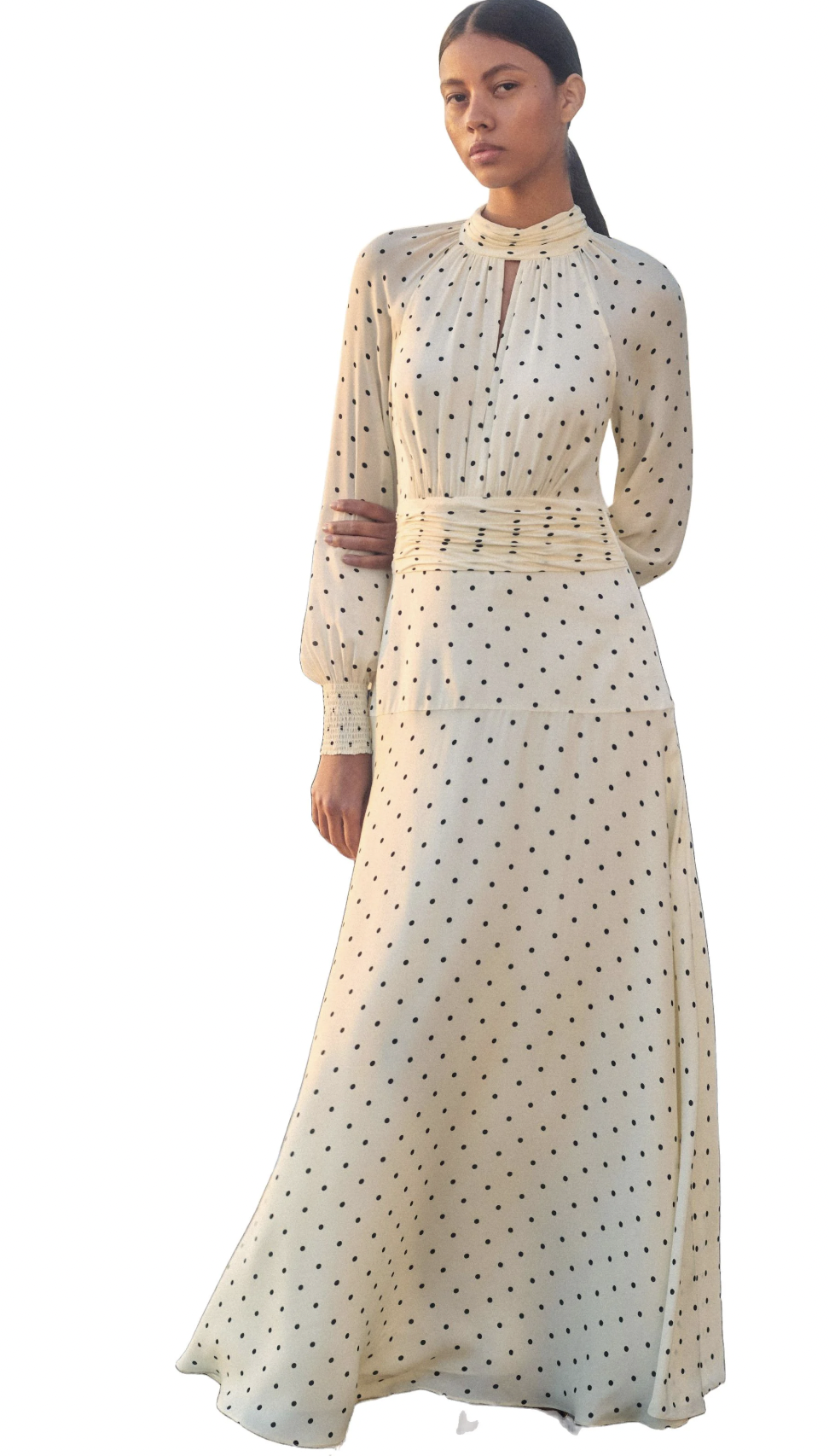 ME and EM Silk Polka Dot Maxi Dress