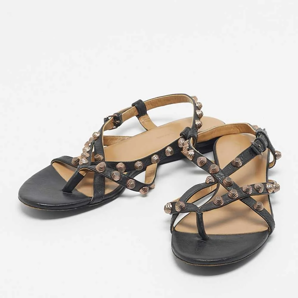 Balenciaga Arena Studded Flat Sandals in Black.jpg