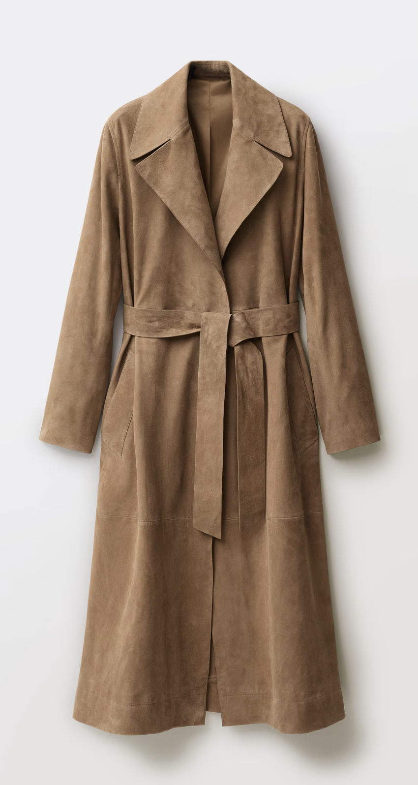 Mango Belted Suede Trench Coat