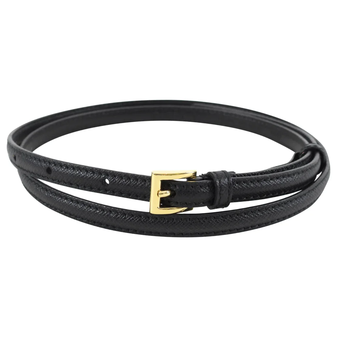 Prada Thin Leather Belt in Black Embossed
