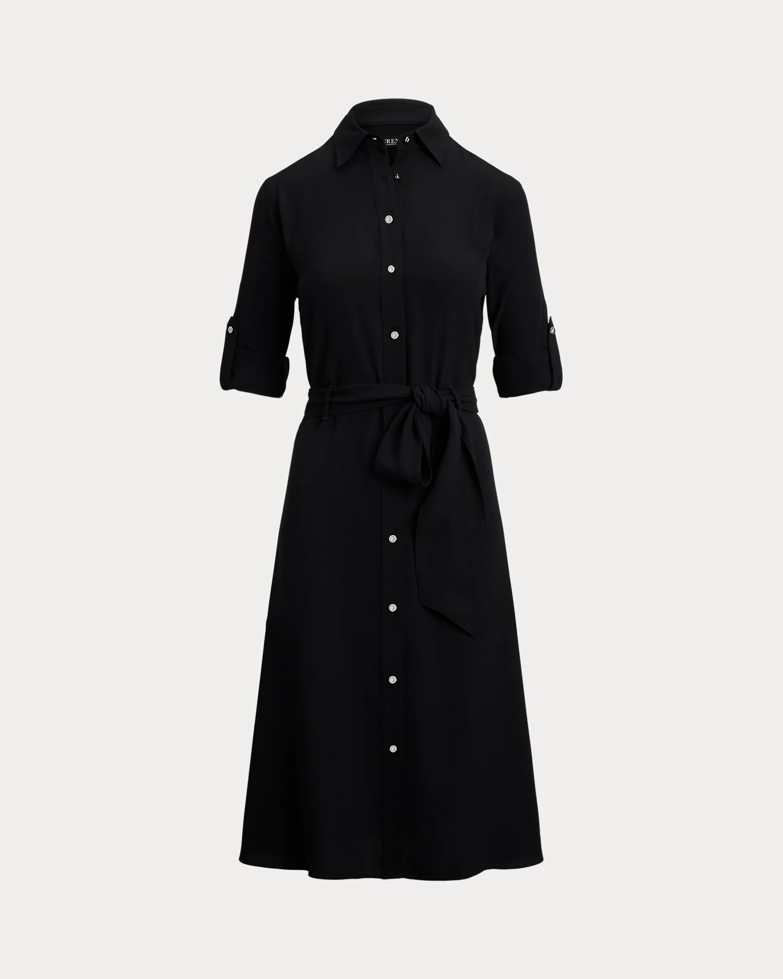 Lauren by Ralph Lauren Double-Faced Georgette Shirtdress in Black.jpeg