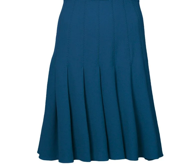 Carolina Herrera Pleated Flounce Skirt in Navy