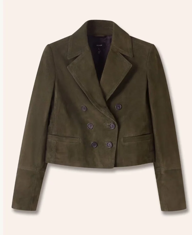 ME and EM Suede Cropped Military Jacket