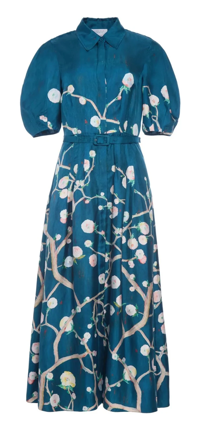 L.K Bennett Mathilde Silk Tea Dress in Navy and Cream Polka