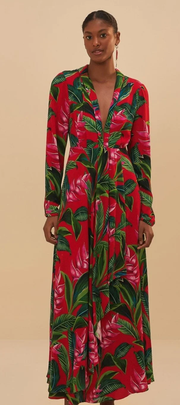 FARM Rio Dream Garden Long Sleeve Maxi Dress