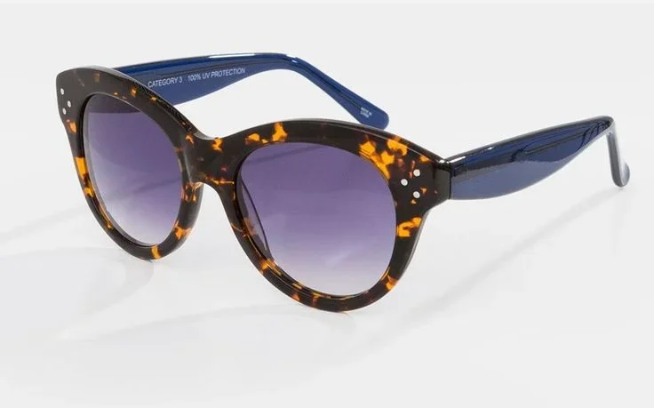 Uterque Blue-Arm Cats-Eye Sunglasses